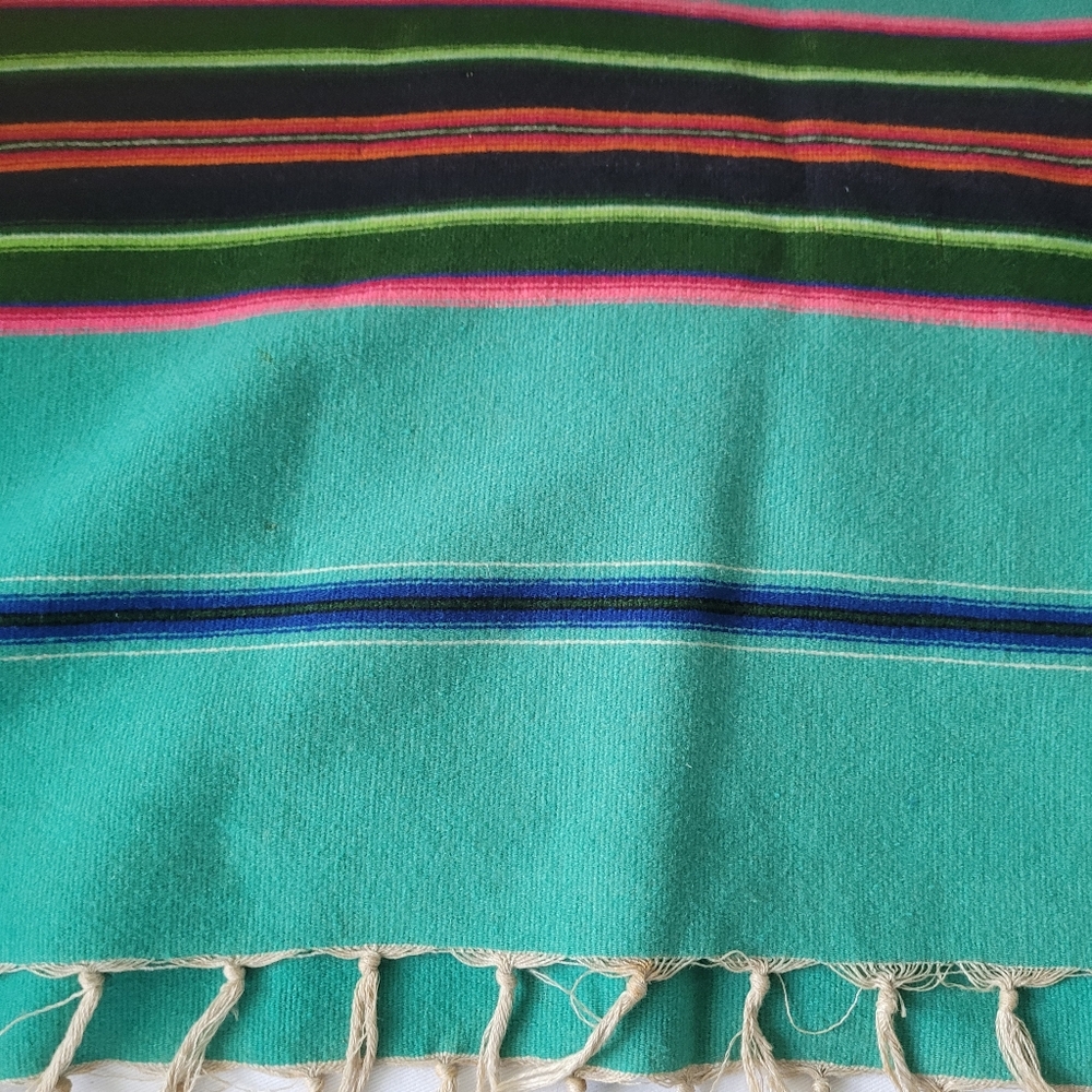 Colorful Striped Wool? Throw Blanket with 3" Fringe - Picture 14 of 16